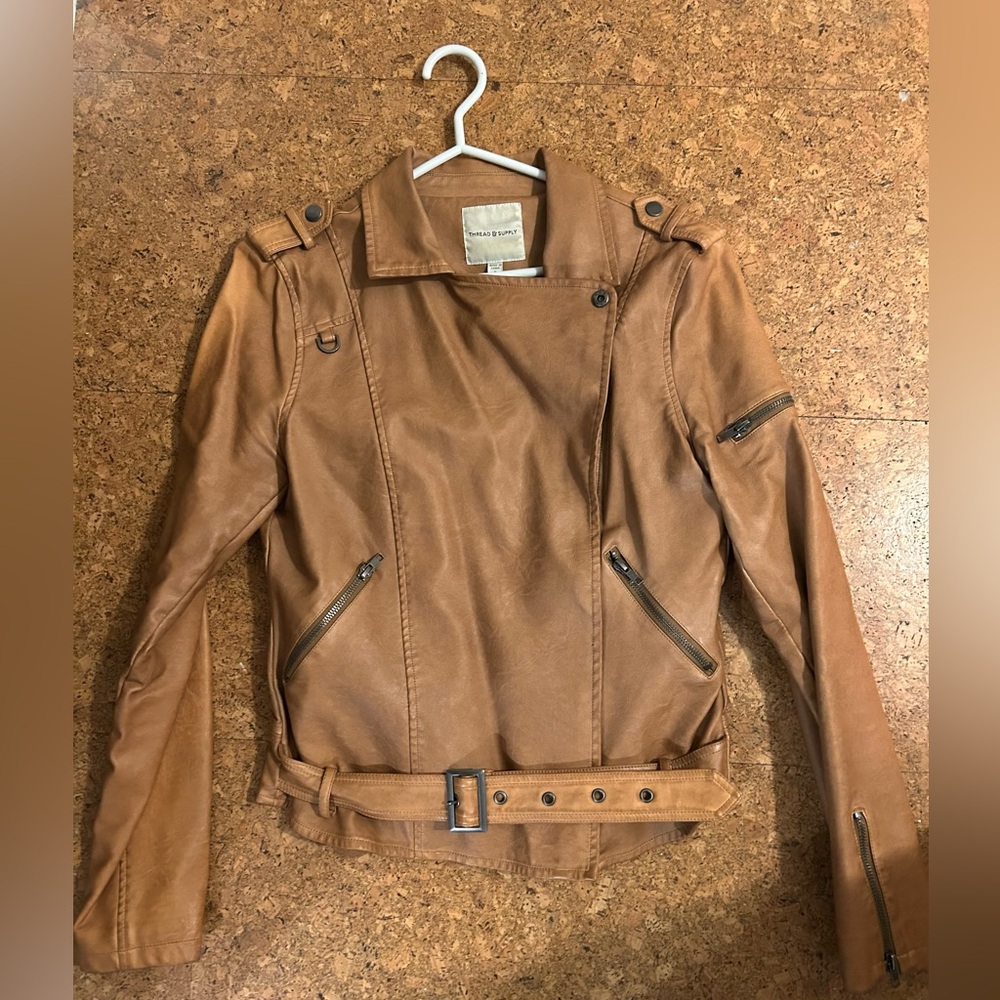 Thread & Supply Brown Faux Leather Jacket